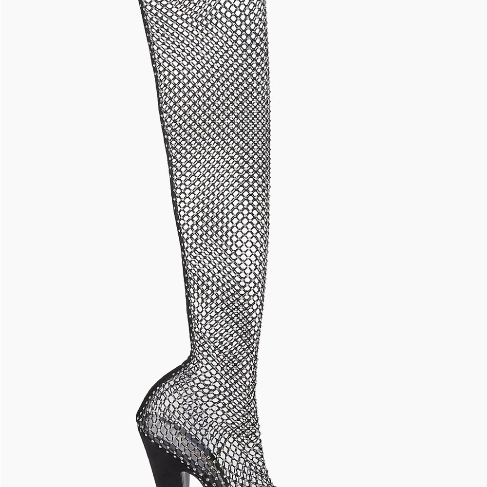 Saint Laurent Koller Crystal Rhinestone Sock Mesh Boots Size 37 - Picture 15 of 15